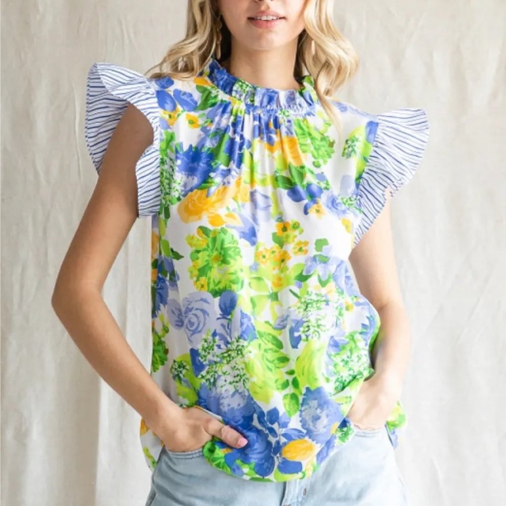 Floral and Pinstripe